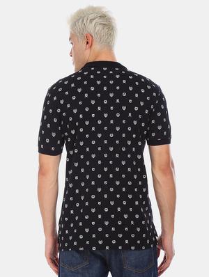 black printed polo t-shirt - 17559667 - Standard Image - 3
