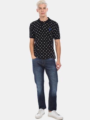 black printed polo t-shirt - 17559667 - Standard Image - 4