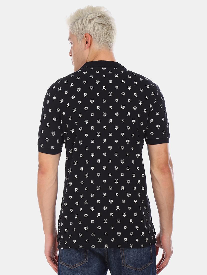 black printed polo t-shirt - 17559667 - Zoom Image - 3