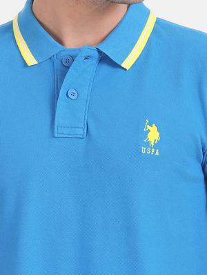 blue solid polo t-shirt - 17559691 - Standard Image - 4