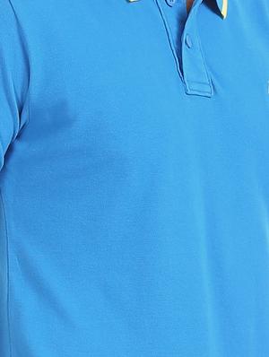blue solid polo t-shirt - 17559691 - Standard Image - 5