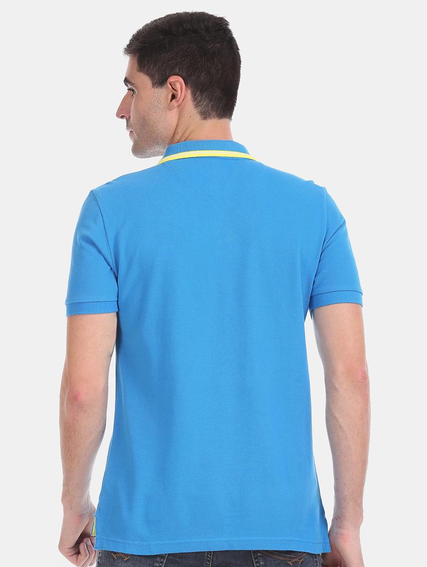 blue solid polo t-shirt - 17559691 - Zoom Image - 2