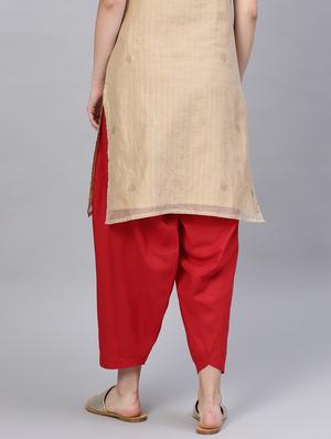 red cotton straight salwars - 17559765 - Standard Image - 3