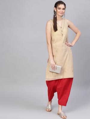 red cotton straight salwars - 17559765 - Standard Image - 4