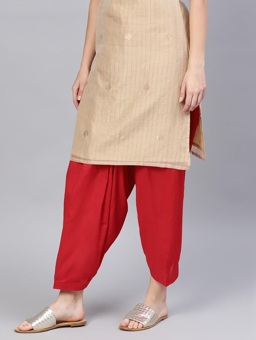 red cotton straight salwars - 17559765 - Zoom Image - 2