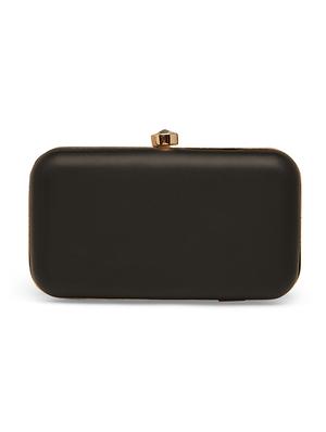 black leatherette (pu) box clutch - 17559901 - Standard Image - 2