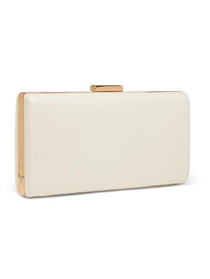 white leatherette (pu) box clutch - 17559904 - Standard Image - 5