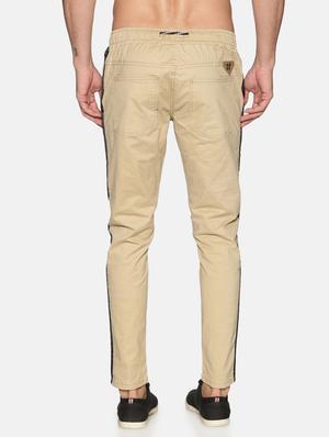 beige solid taped trouser - 17559911 - Standard Image - 3