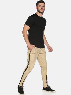 beige solid taped trouser - 17559911 - Standard Image - 4