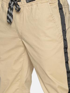 beige solid taped trouser - 17559911 - Standard Image - 5