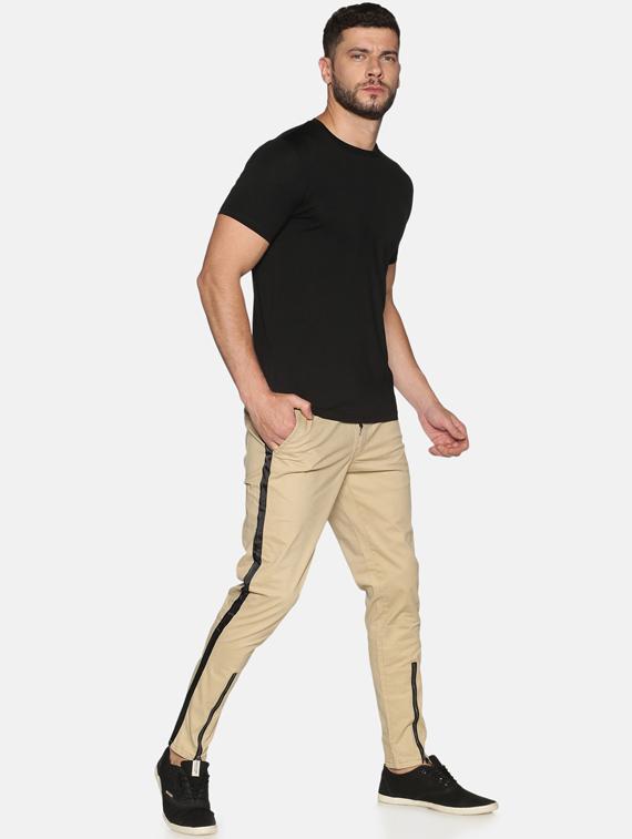 beige solid taped trouser - 17559911 - Zoom Image - 4