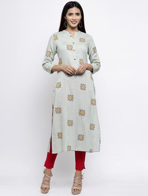 grey rayon straight kurta - 17559941 - Standard Image - 1