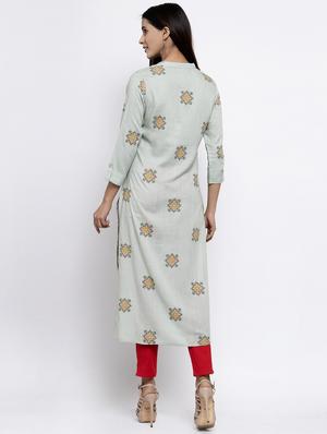 grey rayon straight kurta - 17559941 - Standard Image - 3