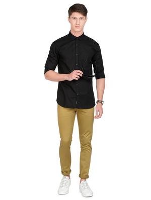 black solid linen casual shirt - 17559961 - Standard Image - 4