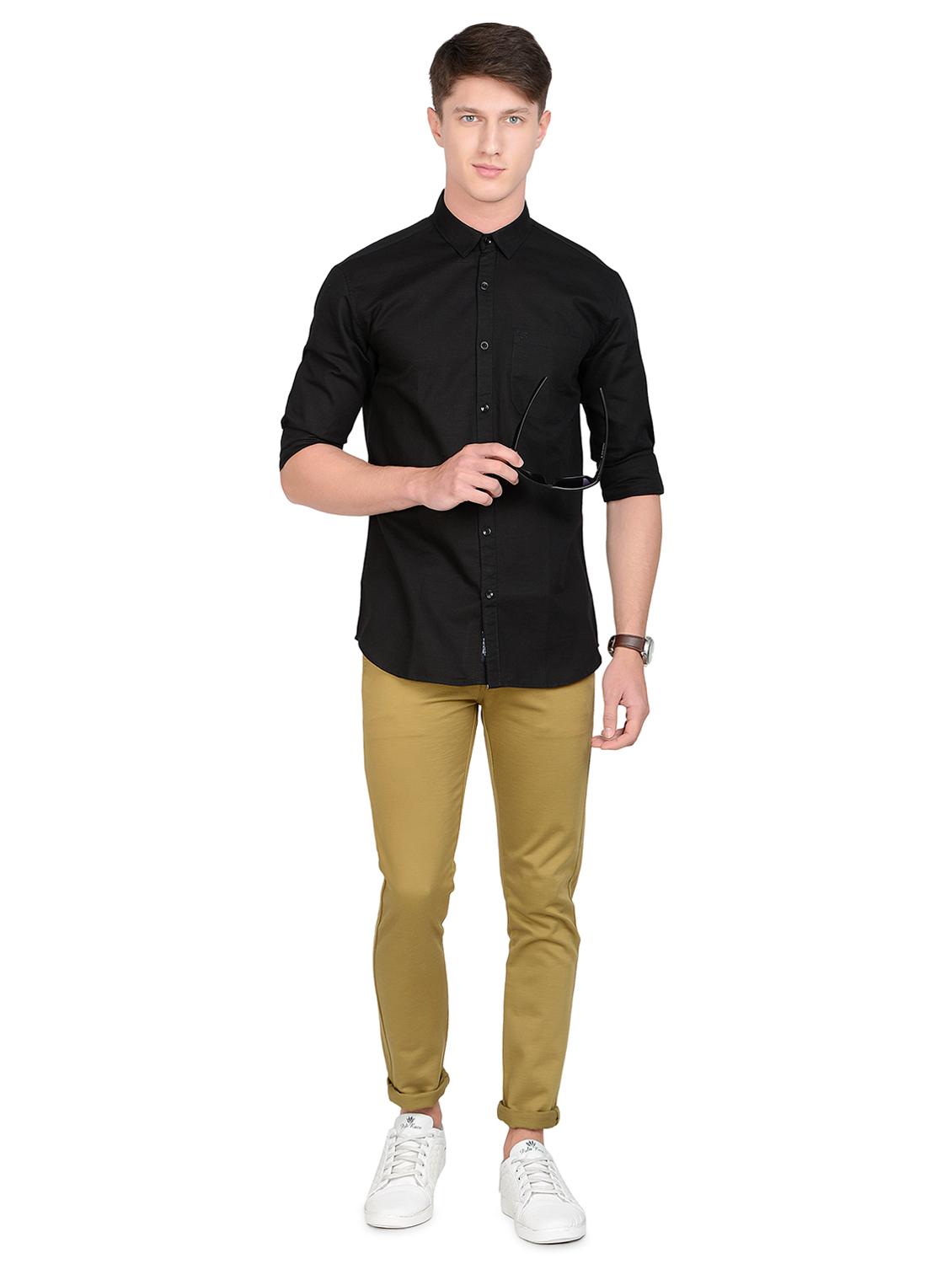 black solid linen casual shirt - 17559961 - Zoom Image - 4