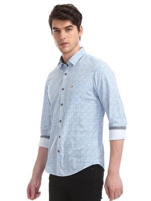 blue printed casual shirt - 17560874 - Standard Image - 2