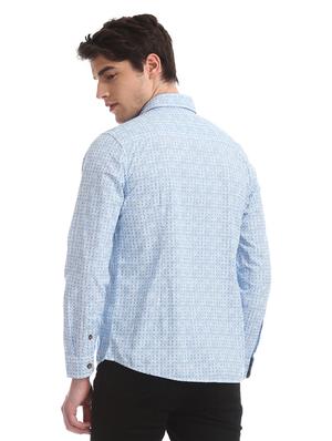 blue printed casual shirt - 17560874 - Standard Image - 3