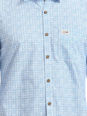 blue printed casual shirt - 17560874 - Standard Image - 5