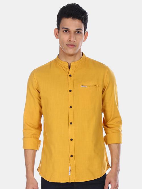 yellow solid casual shirt - 17560883 - Standard Image - 1