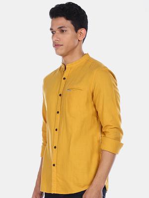 yellow solid casual shirt - 17560883 - Standard Image - 2