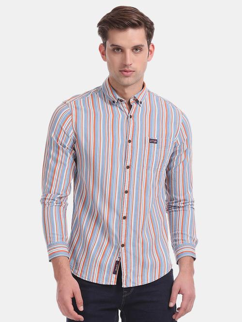 blue striped casual shirt - 17560891 - Standard Image - 1