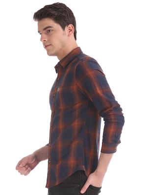 navy blue checkered casual shirt - 17560966 - Standard Image - 2