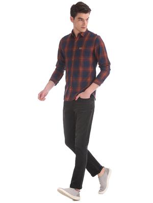 navy blue checkered casual shirt - 17560966 - Standard Image - 4