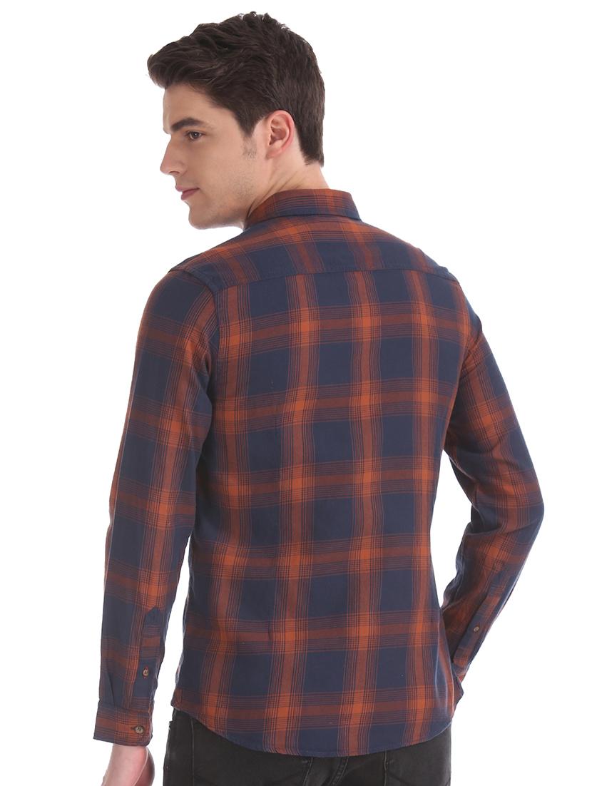 navy blue checkered casual shirt - 17560966 - Zoom Image - 3