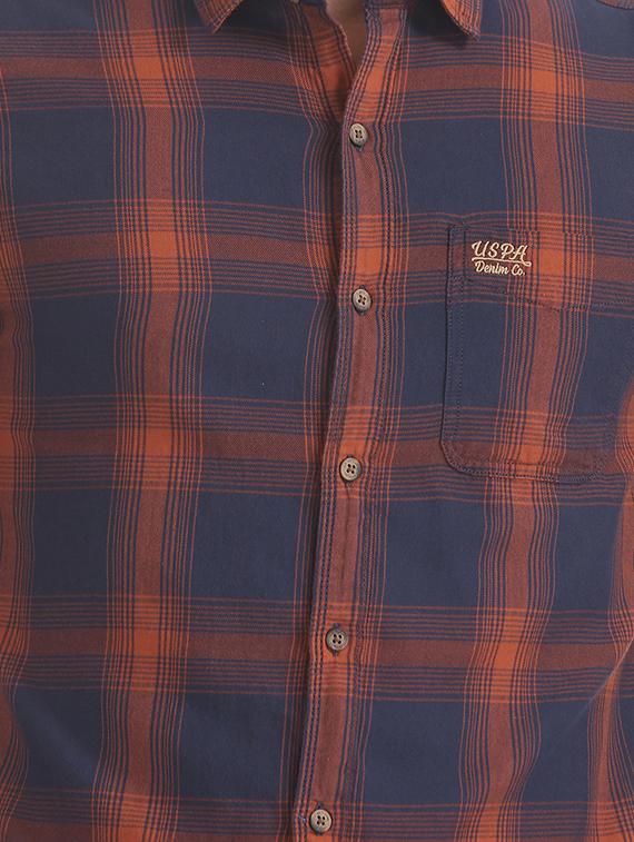 navy blue checkered casual shirt - 17560966 - Zoom Image - 5