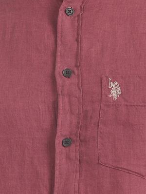maroon solid linen casual shirt - 17561082 - Standard Image - 5