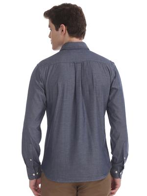grey solid casual shirt - 17561148 - Standard Image - 3