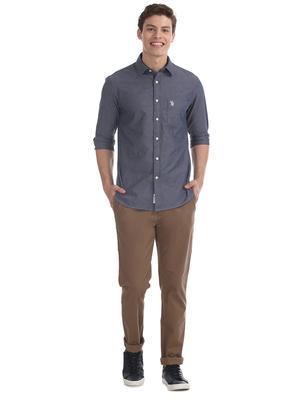 grey solid casual shirt - 17561148 - Standard Image - 4