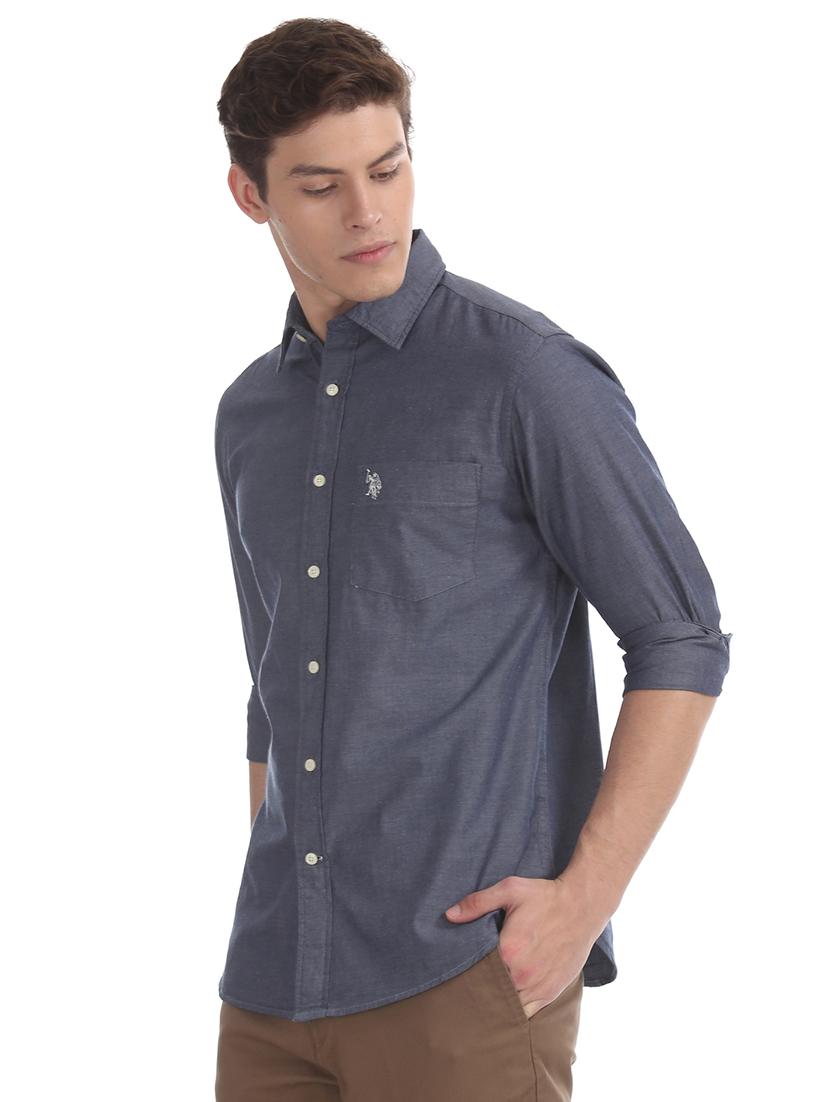 grey solid casual shirt - 17561148 - Zoom Image - 2