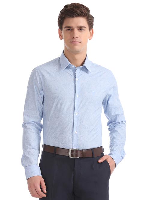 blue printed formal shirt - 17561155 - Very Small Image - 1