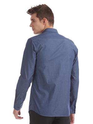 navy blue printed formal shirt - 17561157 - Standard Image - 3