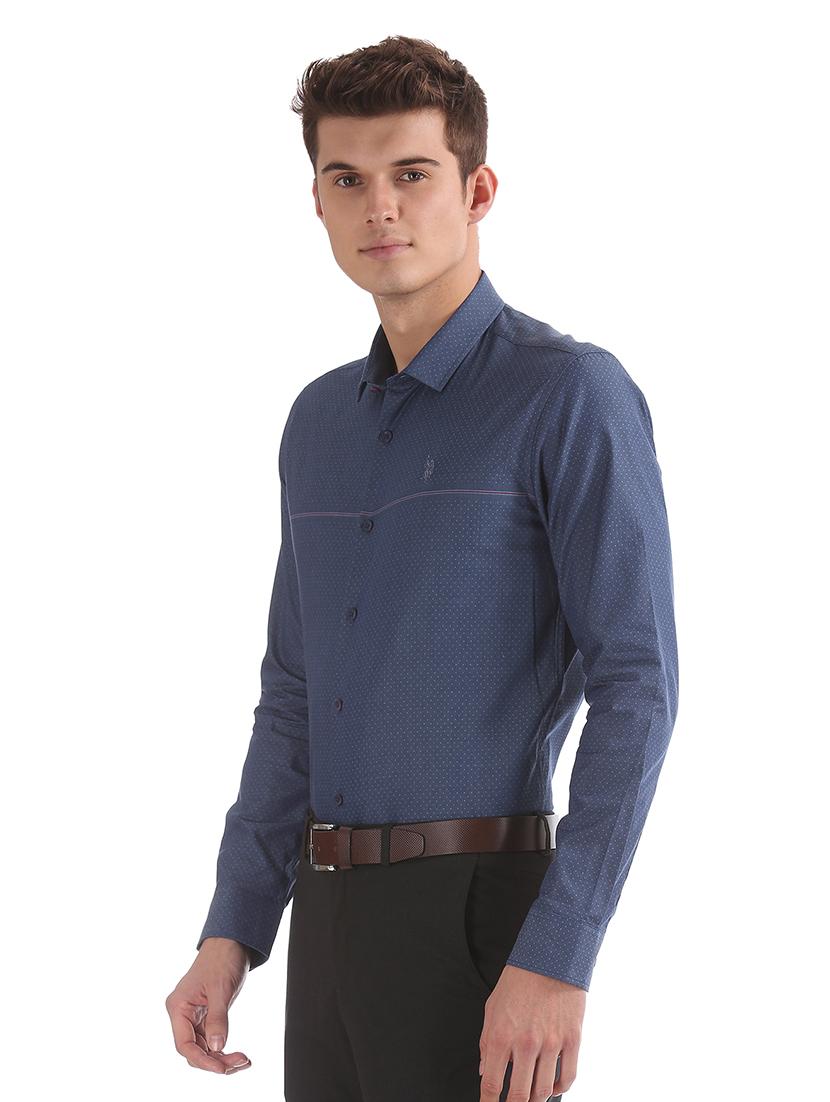 navy blue printed formal shirt - 17561157 - Zoom Image - 2