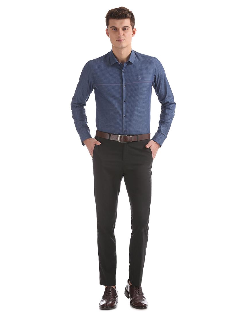 navy blue printed formal shirt - 17561157 - Zoom Image - 4