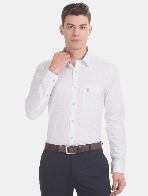 white printed formal shirt - 17561159 - Very Small Image - 1