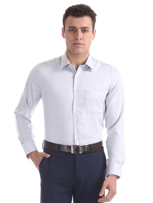 grey printed formal shirt - 17561172 - Standard Image - 1