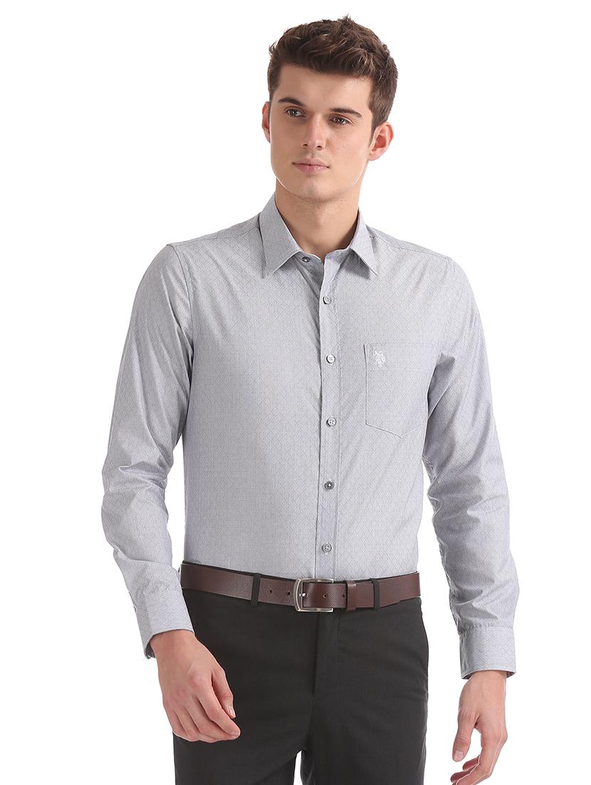 grey checkered formal shirt - 17561184 - Zoom Image - 1
