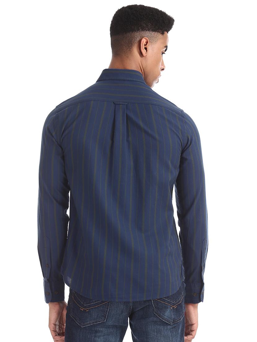navy blue striped casual shirt - 17561194 - Zoom Image - 4