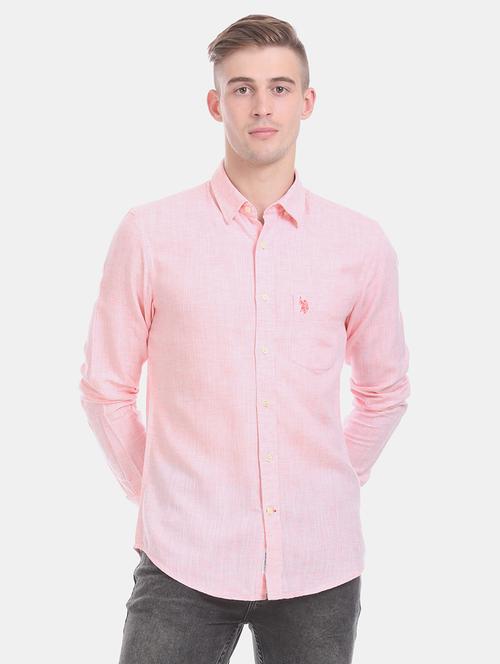 pink solid casual shirt - 17561195 - Standard Image - 1