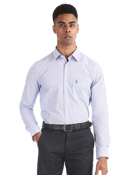 blue printed formal shirt - 17561216 - Very Small Image - 1