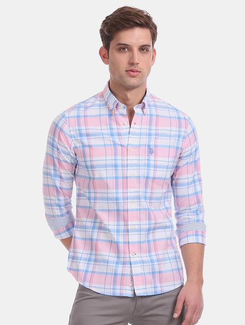pink checkered casual shirt - 17561243 - Standard Image - 1