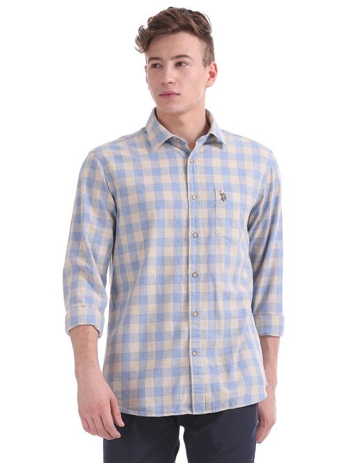 blue striped casual shirt - 17561748 - Standard Image - 1
