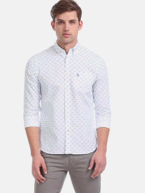 white printed casual shirt - 17562041 - Standard Image - 1