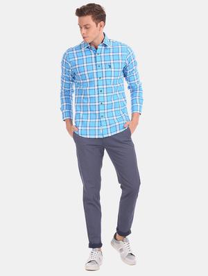 blue checkered casual shirt - 17562053 - Standard Image - 4
