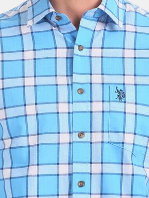 blue checkered casual shirt - 17562053 - Standard Image - 6