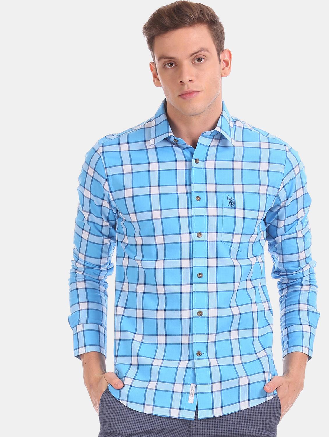 blue checkered casual shirt - 17562053 - Zoom Image - 1