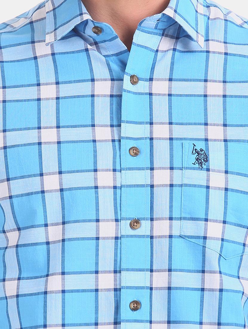 blue checkered casual shirt - 17562053 - Zoom Image - 6